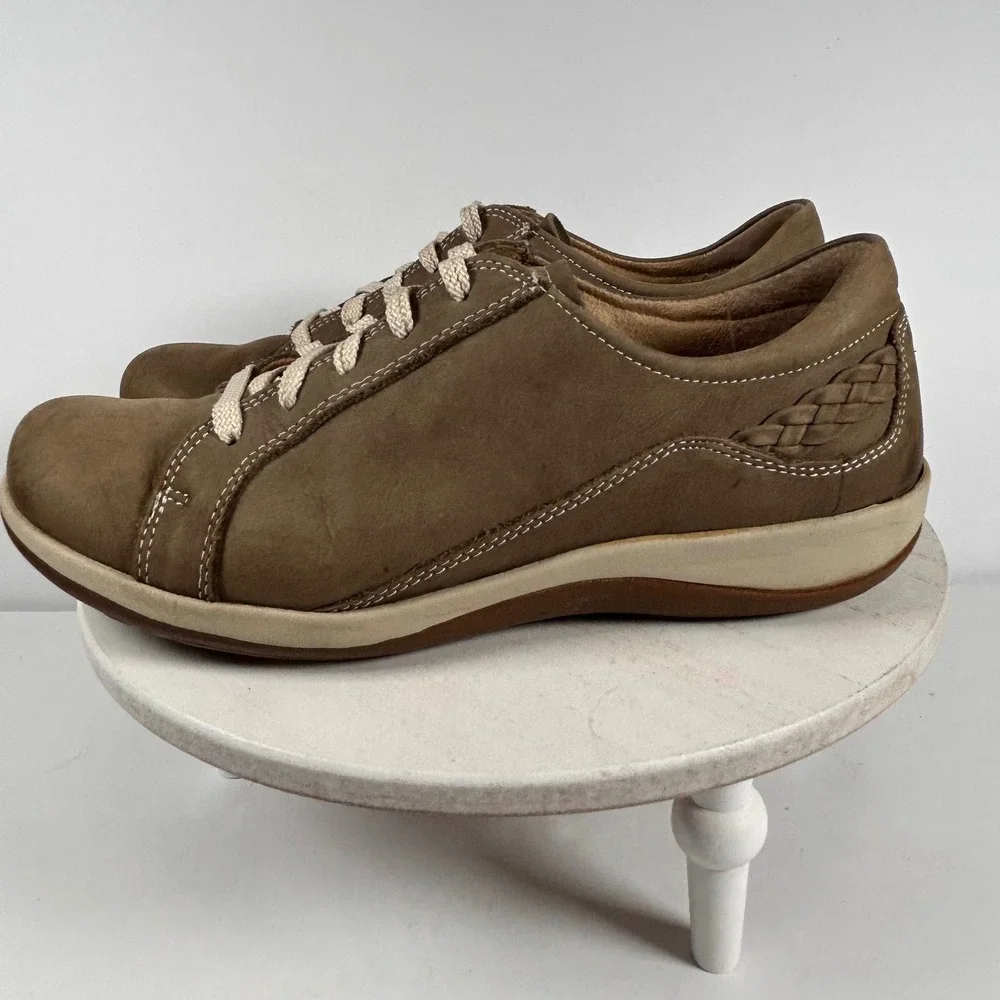 Aetrex Dana Brown Leather‎ Comfort Walking Shoes Women's 9/9.5 Wide Width